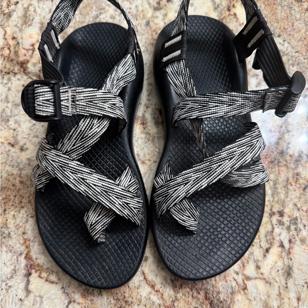 Black and White Strappy Sandals
